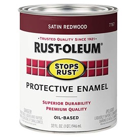 Rust-Oleum 7767502 Stops Rust Brush On Paint, Quart, Satin Redwood