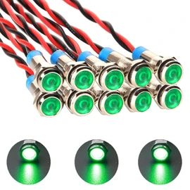 KILIGEN 10pcs 6mm 110V-220VAC LED Waterproof Indicator Light Pilot Light Signal Indicator(Green)