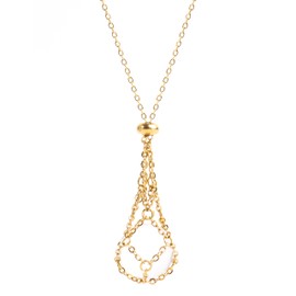 LAFORTISART 22Inch Stainless Steel Interchangeable Crystal Holder Necklace Chained GemStones Cage Necklace Trendy Pendant Necklace for Women Men Necklace Holder for Healing Crystal (Gold)