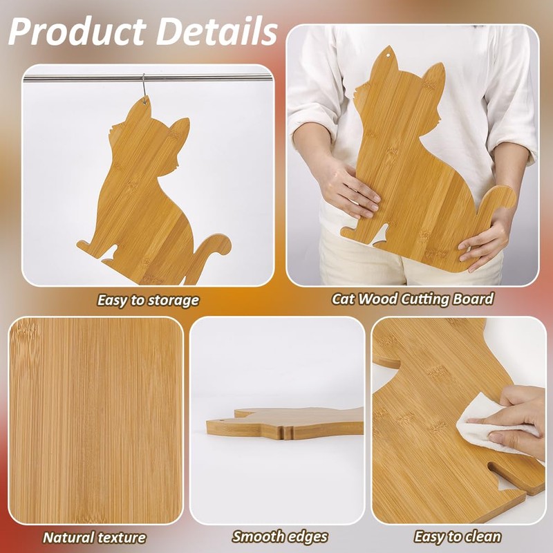FINGERINSPIRE Cat Shaped Charcuterie Board 11x11.3x0.59inch Cat Wood Cutting Board