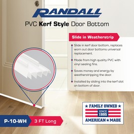 PVC Slide in Kerf Style Door Bottom with Weatherstripping Fins, 1 3/4" Wide (White, 36 1/4")