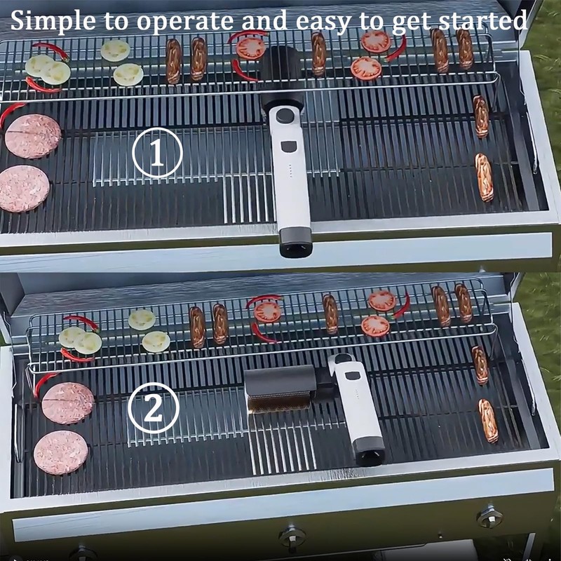 New Electric BBQ Grill Brush,Rechargeable BBQ Cleaning Brush,Carries Two Replacement