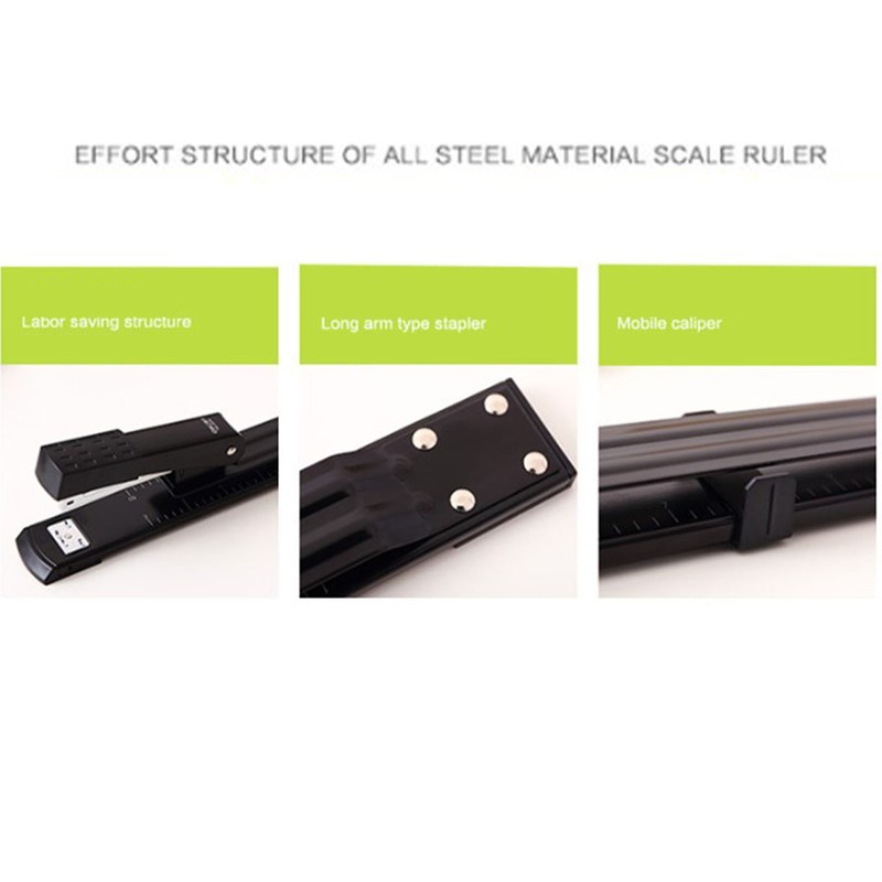 Stapler Desktop Large Capacity Metal Long Arm Handheld Paper Stapler