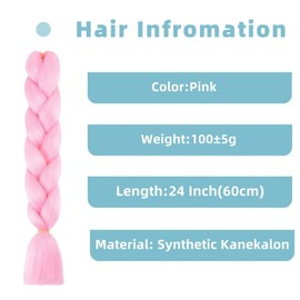 Synthetic Hair for Braiding Easy Braid Pre-Stretched Braids Extensions Pink Hair Extensions 24 Inches 3 Packs Hair for Braiding Braids Braids Braid Extensions SIZE-V5-2