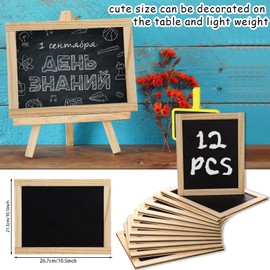 Harloon 12 Pcs Chalk Board Small 8.5 x 10.5 Double Sided Mini Unfinished Wood Frame Tabletop Blackboard Signs Classroom School Supplies for Kid Party Home Office Art Craft Wedding Birthday Wall Menu