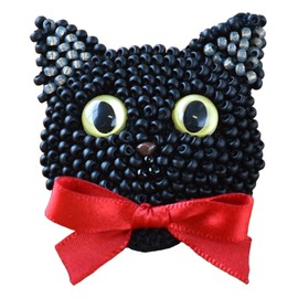 Miyuki BFK-658 Crochet Bead Kit, Crocheted, Cat Brooch Kit, Size Approx. 2.4 x 2.2 inches (6 x 5.5 cm), Black Cat
