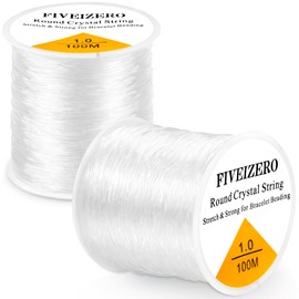 2 Rolls FIVEIZERO Elastic Bracelet String Cord, 0.4/0.5/0.6/0.7/0.8/1mm Round Crystal Elastic String for Bracelets Necklace Beading & Jewelry Making, Total 218 Yards Clear Stretchy Bead String Cord