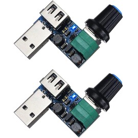 RUNCCI-YUN 2 Pack USB Fan Speed Controller, Mini Fan Speed Controller, DC 5 V Continuous USB Fan Speed Controller, DC 5 V Regulator Speed Controller with LED Indicator Light with Switch