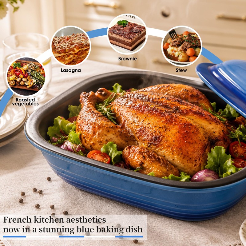 LE POTOCIO Ceramic Casserole Dish with Lid – 9x13 Stoneware