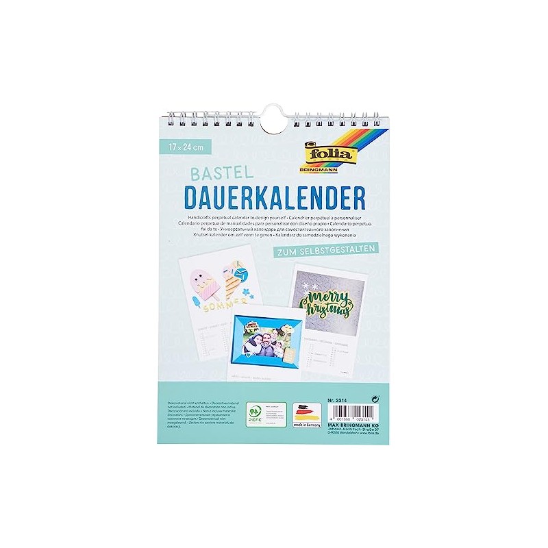 Bastel Permanent Calendar 17 x 24 cm Annual Calendar for