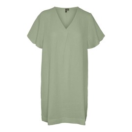 VERO MODA Women's Vmnatali Nia SS Short Dress WVN Dress, Reseda Green