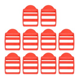 SUIKIHUM 10 Pack Plastic Ladder Slider, 1-1/4 Inch(32mm) Backpack Buckle Tri-Glides Clip, Adjustable Lock Buckle for Belt Strap, Red
