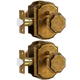 SORWDUERM 2 Pack Antique Brass Door Knobs Interior Privacy Door Knob with Lock for Bedroom and Bathroom,Zinc Alloy
