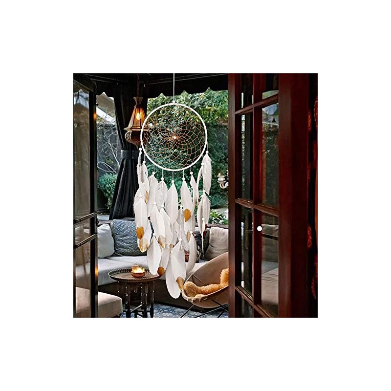 Handmade Dream Catchers,White and Gold Feather Decoration for Christmas Wedding