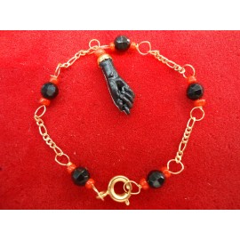 Unbranded 14K GOLD BABY BRACELET  WITH BLACK AZABACHE HAND (( BRANDNEW ))..