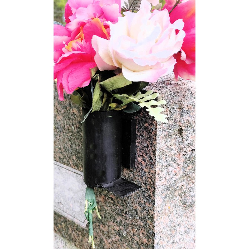 Small headstone vase for permanent mounting