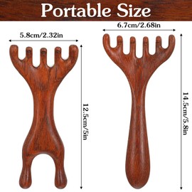 Tucnoeu 2pcs Wooden Head Massage,Protable Head Scratcher Massager for Relaxation,Heads Gua Sha Brush for Women Men,Scalp Massage Tool for Hair Growth