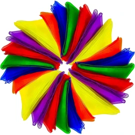 24 Pcs Juggling Scarves for Kids Dance Music Scarfs Magic Tricks Performance Props Accessories Colorful Silk Actives Scarves Rhythm Band Scarves for Toddlers Movement(6 Colors,24" x 24"）