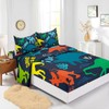 Axolotl Cartoon Dinosaur Sheet Set Queen Size for Boys,Cute Dino