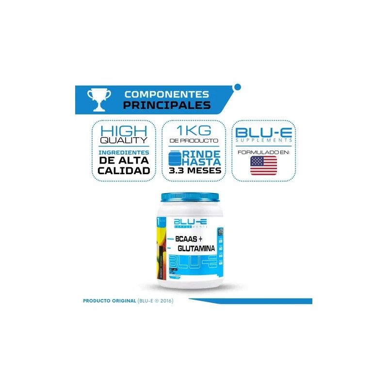 Suplemento en polvo Blu-e Supplements BCAAS sabor mango x 1kg
