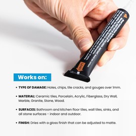 MagicEzy Stone Repair Ezy: (Black) Marble, Granite, Quartz Countertop Chip Repair Kit | Stone Fix, Laminate, Corian, Travertine| Super Strong Seam Filler