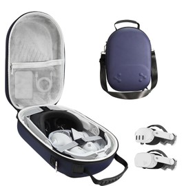 Hard Carrying Case Compatible with Oculus Meta Quest 3/3S,VR Headset Elite Strap and Touch Controller Accessories Carry Case,Hard Shell Travel Storage Bag (Blue)