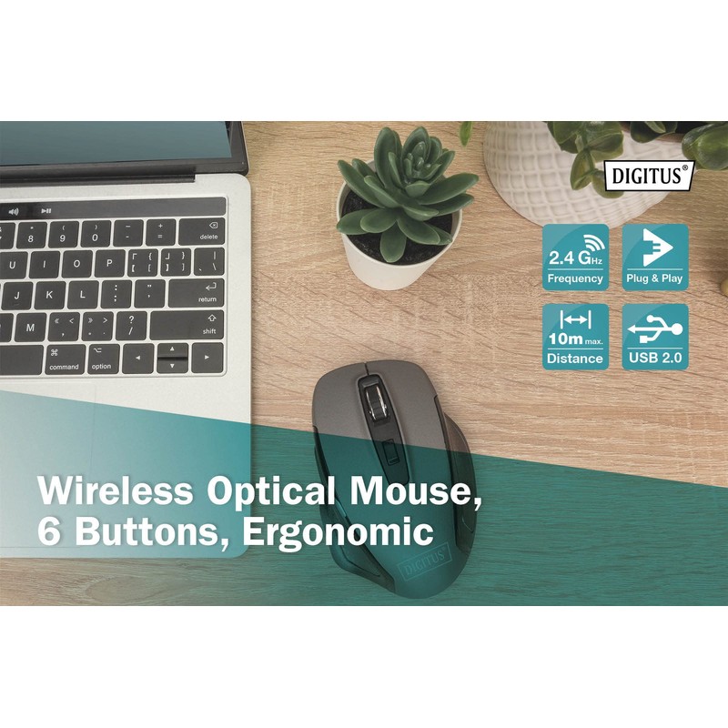 ZUB Digitus ergonomsiche optische Maus black grey