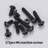 M6 Screws Set, 172 Pieces Rounded Head Screws Nuts Set,