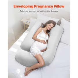 VEVOR Pregnancy Pillow, G-Shaped Maternity Pillow for Sleeping, Full-Body Support Pillow with Removable & Washable Cover, Soft and Breathable Pregnancy Body Pillows for Back, Belly, HIPS, Legs Relief