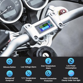 DROK 48V Golf Cart Battery Meter, 10-100V Battery Tester, LCD Display Voltage Meter Fahrenheit Temperature Monitor for Marine RV