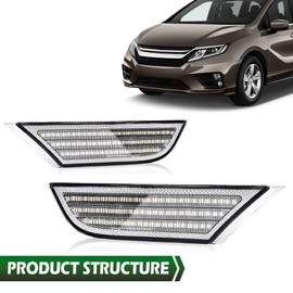 GRAND ORANGE LED Sequential Signal Side Marker Lights Assembly Compatible with Honda Odyssey 2018-2022 Left & Right Clear Lens Chrome Housing 33800-THR-A01 33850-THR-A01