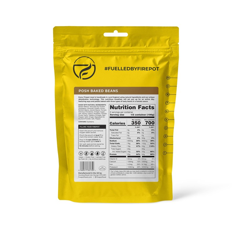 FIREPOT Posh Baked Beans - Healthy Plant Based Dehydrated Camping