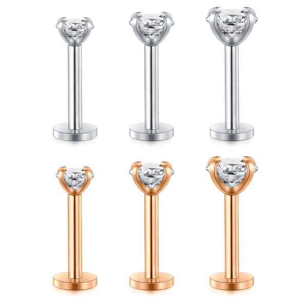 FECTAS 16G Cartilage Earring Stud Forward Helix Earrings Internal Threaded