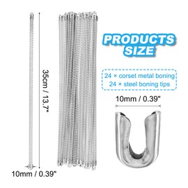 PATIKIL 10mm Spiral 304 Stainless Steel Boning, Flat Metal Corset Boning for Corset Lacing Costume Hoop Skirt Making Supplies, 13.7 Inch, 24 Pcs(10mm WIDE), Carbon Steel