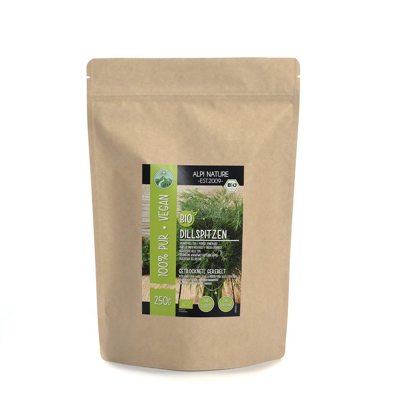 Dried Organic Dill Tips (250g, 8.8oz), Rubbed Organic Dill Tips,