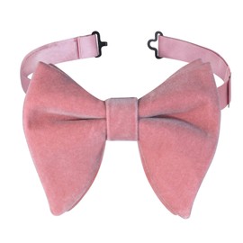 HOULIFE Velvet Bow Tie for Men – Adjustable Pre-tied Bowtie, Solid Colour Big Butterfly Bow Ties for Groom Wedding Party Formal with Gift Box, Smoke Pink