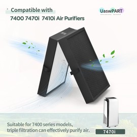 UASWPART 7400 Smart Filter Compatible with Blueair 7400 Series Air Filters for Protect 7410i & 7470i Air Pu-rifiers, 3-Step Filtration with True HEPA and Activated Carbon Filter, 1-Pack