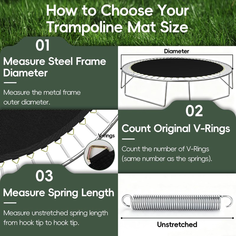 AILEVERS Trampoline Mat Replacement,13.3ft Diameter Mat with 96 Rings,Fits 15ft