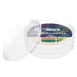 HQAUT 4 6 8 10 12 14 16 18 20 22 Inch Clear Plant Saucer, 5 Pack Durable Plastic Water Catcher Trays for Flower Pots, Plant Drip Trays for Indoor Outdoor Planter(10inch)
