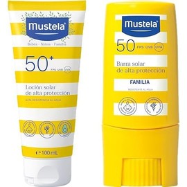 Mustela Loción Solar De Alta Protección FPS 50, 100ml  Mustela Barra Solar De Alta Protección FPS 50, 9ml                                             