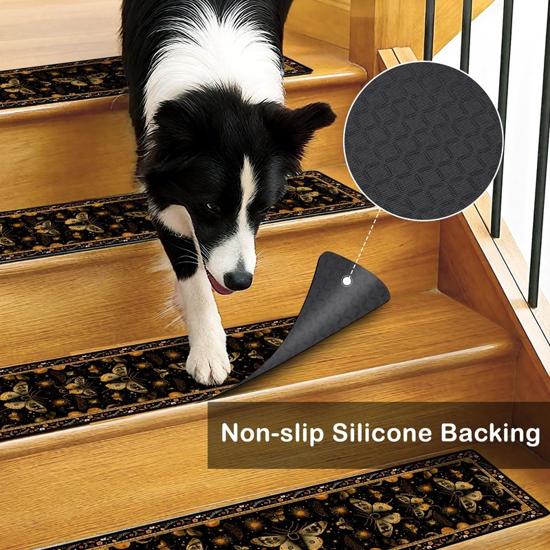InIsaJace Stair Treads for Wooden Steps 15 Pack Moth Stair