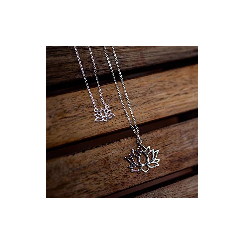 Materia CO-32 Lotus Flower Necklace 925 Silver - Necklace with