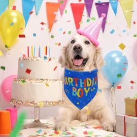 Birthday Boy Dog Bandana, Printed Dog Bandana Pet Scarf Dog Birthday Party Supplies for Dogs Pet Accessories for Dog Lovers Reveal Ideas