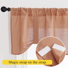 NICETOWN Window Toppers Valances - Linen Sheer Valances Pleated Rod Pocket 52 x 18 inche Long Window Covering for Kitchen, Kids Room Short Drapes Living Room Bedroom Bathroom Decor, 4 Panels, Angora