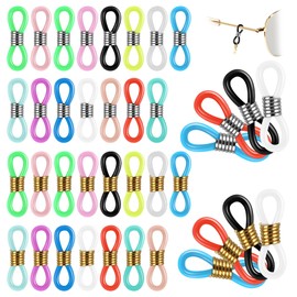 SIGZKK 60 Pcs Eyeglass Chain Ends Loop Holder Silicone Eyeglass Connector Eyewear Retainer Chain Ends Eyeglass Strap Holder (60 Pcs Multicolor Silicone Ends)