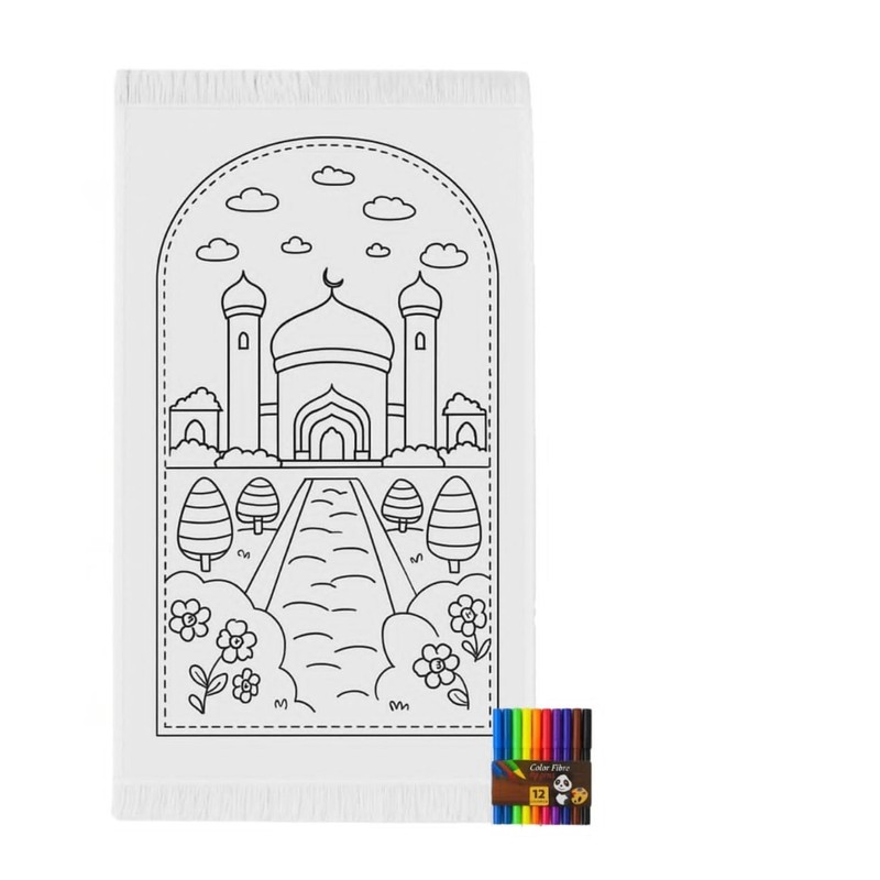 Kids Prayer Mat Coloring Mat Islamic Arabic Geometric Pattern Educational