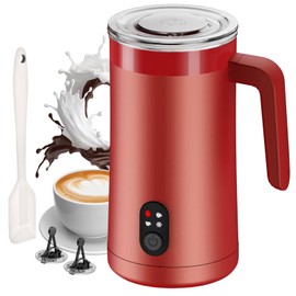 Ovetedot Milk Frother, 4-in-1 Milk Frother and Steamer, 13.5oz/400ml Automatic Hot and Cold Foam Maker and Milk Warmer, Electric Frother for Coffee, Latte, Cappuccino, Macchiato, Matcha(Red)