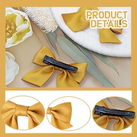 1 Pair Bow Hair Clips, Bow Hair Clips, Hair Clips Hair Bows Girls, Non-Slip Crocodile Hair Clips, Red Bow Hair for Christmas, Wedding, Birthday (Yellow)