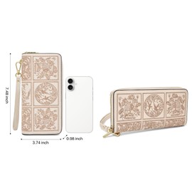 FOXLOVER Leather Wallets for Women RFID Blocking Zipper Wristlet Clutch