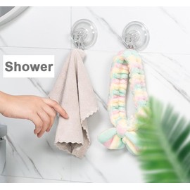 6 Pack Clear Suction Cup Hooks, Heavy-Duty Reusable Wreath Hangers for Glass Windows Smooth Doors, Waterproof Suction Cup Hooks for Shower Bathroom kitchenware and Christmas Wreaths,Up to 15 lbs (6)